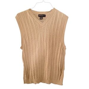 Vintage Liberty Sweaters Tan Knit Sweater Vest Size Large Men’s V Neck 90s